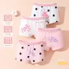 [Pacote com Quatro] Roupa Íntima Feminina Infantil Nova de Algodão para Menina Antibacteriana Desenho Animado Boxer Feminino Atacado