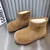 Botas de Nieve de Suela Gruesa para Mujer, Nuevo Estilo Invierno 2026, Zapatos de Algodón Cálidos, Mocasines de Nicho Antideslizantes de Punta Ancha, Zapatos Cálidos para la Nieve