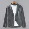 3302 Estilo japonés cuello plano casual Ramio traje pequeño para hombre versátil juvenil holgado negocios algodón y lino chaqueta de traje