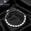 Pulsera Xuping Cuadrada Geométrica Simple de Acero Inoxidable con Grabado LOVE, Cadena de Hueso de Serpiente Estilo Unisex Personalizable, Joyería de Moda Transfronteriza
