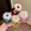 Mascarilla de frijol de felpa colorida nueva para otoño e invierno para niños, diadema, anillo de toalla de bola ensanchado, cuerda para el pelo de bola para coleta alta de niñas