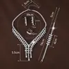 Moda Europea y Americana Joyería de Novia Juego de Cuatro Piezas, Juego de Accesorios para Vestido de Novia, Juego de Joyería de Collar de Circonita al por Mayor