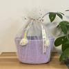 Bolsa Arcoíris Grande Tejida con Cuerda de Algodón Bolso Tejido de Mano Versátil para el Día a Día Bolsa de Dibujos Animados Bolsa de Cuerda de Algodón Cesta de Regalo