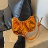 Comercio Exterior Estilo Coreano Bolso de Mujer 2024 Nuevo Color Sólido Plisado Bolso Nube Simple Bolso de Hombro Dulce