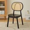 Cadeira Ventilador de Rattan Estilo Mid-Century Nórdico Cadeira de Jantar de Madeira Maciça para Casa Cadeira de Escritório Restaurante Japonês Estilo Wabi-Sabi Pousada Cadeira de Rattan