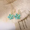 Brincos de diamante opala femininos estilo coreano simples moda versátil presente para namorada barraca feira noturna Joias com borla de flor