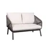 Mesa de café para sofá exterior tejida con cuerda de aleación de aluminio todo el borde, protección solar impermeable con cojín suave, uso en patio, balcón, B&B, hogar