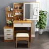 Tocador de Fuente Transfronterizo con Espejo Grande, Luz LED, Mesa de Maquillaje, Tocador para Habitación Pequeña, Mueble con Gabinete de Almacenamiento Integrado