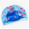 Gorro de Natación Infantil de Dibujos Animados Lindo Lindo Protector de Oídos para Bebé Cómodo de Dibujos Animados Gorro de Natación de Tela Estampada Impermeable