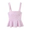 Al por mayor Primavera 2026 Nuevo Estilo Europeo y Americano para Mujer Top Estilo Corsé Rayado Floral con Tirantes Pequeños 6339