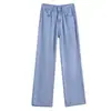 Jeans de Tencel para Mujer Verano Delgados 2025 Nuevos Color Claro Lyocell Teñido Rectos Seda Hielo Pierna Ancha Pantalones