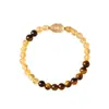Nuevo Pulsera de Cuarzo Dorado Rutilado Natural y Ojo de Tigre Estilo Chino Pixiu Diseño de Nicho Moda Estilo Lujo Ligero Pulsera de Círculo Único Suministro