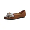 Zapatos Planos Weiwei Lady 5933-41 Estilo Francés con Lazo de Pedrería para Mujer, Elegantes Zapatos de Punta Fina con Escote Bajo y Suelas Suaves
