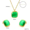 Pendientes y Collar con Piedra Ojo de Gato Ovalada Minimalista de Tendencia Europea y Americana Acero Inoxidable Juego de Joyería de Alta Gama Venta al por Mayor