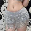 Saia de Lantejoulas Pure Desire Saia Tassel Saia de Dança Latina Roupa de Apresentação de Palco para Iniciantes Shorts de Lantejoulas para Apresentação em Bar