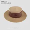 Chapéu de Palha Flat-Top Estilo Francês para Mulheres, Chapéu de Sol de Verão, Chapéu para Férias na Praia, Chapéu de Palha Versátil de Aba Larga