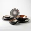 Louça com Esmalte de Forno Transfronteiriço Cruz de Fogo Tigelas e Pratos Cerâmicos Irregulares em Degradê Exportados para Europa e América Porcelana Retrô Individual