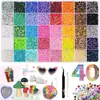 Em Estoque Atacado Conjunto de Cores Mistas com 40 Compartimentos Strass de Resina com Fundo Plano 3mm Acessórios para Unhas Artesanais DIY Acessórios para Roupas