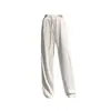 Calça de Seda de Gelo Wide Leg com Bolso de Aba para Verão Feminino, Calça Casual Drapeada para Pessoas Baixas, Efeito Emagrecedor Solto e Calça Versátil de Comprimento Médio para Mulheres