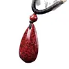 Colgante de gota de agua de arena de cristal de cinabrio crudo Colgante de collar de arena de cristal chapado en oro Regalo unisex Venta al por mayor Dropshipping