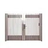 Puerta Artística Vertical de Aluminio Minimalista Moderna, Puerta Doble para Patio de Villa, Puerta de Reja de Aleación de Aluminio para Valla de Casa Autoconstruida