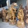 Grande Escultura em Madeira Buda Maitreya Barriga Grande Madeira Maciça Ornamentos para Sala de Estar Esculpido Guan Gong Guanyin Estátua Vermelha para Desktop
