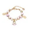2025 Panjia Nuevo Más Vendido Colgante de Corazón Ángel Diamante Flor Cayendo Cuentas de Resina Pulsera de Cuentas DIY Venta al por Mayor