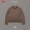 BE Masculino Streetwear Americano Marca Tendência Floco de Neve Gaivota Gola Polo Top Moletom Terry Lavado Vintage Meio Zíper