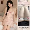 Diyi Miao Si Lencería Sexy Francés Romántico Seda de Hielo Bata Rosa Corazón Romántico Encaje con Tirantes Vestido A622