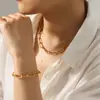 Colar de Corrente Cruzada Martelada em Aço Inoxidável para Mulheres Colar Versátil de Alta Qualidade Pulseira de Titânio Leve e Luxuosa