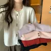2026 nuevo estilo suave y dulce cárdigan de punto con cuello redondo y manga larga de encaje corto prenda exterior moderno