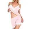 Conjunto de Pijama de Encaje para Mujer de Verano Estilo Europeo y Americano Transfronterizo, Conjunto de Ropa de Dormir de Encaje Moderno y Cómodo