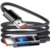 En stock Cable de datos para teléfono móvil de 240W carga rápida inteligente alta potencia carga rápida para Apple Huawei línea de carga typec