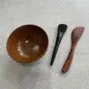 Tigela para Máscara Facial de Bambu Mais Vendida Transfronteiriça Conjunto de Tigelas de Madeira para Máscara Facial Faca para Máscara Facial Pincel para Máscara Facial Conjunto de Três Peças Mais Vendido da Amazon