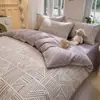 Conjunto de Quatro Peças Espesso 100% Algodão Puro Escovado Outono e Inverno Lençol de Elástico Estampa Floral Fresca Conjunto de Três Peças para Dormitório Estudantil