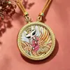 Colgante Redondo Thangka de los Cinco Señores, Zaki Lhamo, el Gran Bodhisattva Manjushri Negro, Collar Thangka de Tara Verde