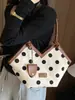 Bolso de mano casual de gran capacidad para mujer, nuevo bolso de hombro de lunares moda 2026, bolso tote versátil con bloques de color para el día a día