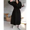 Vestido Casual Holgado con Cordón 2025 Otoño e Invierno Nuevo Estilo Coreano Cintura Ajustada Adelgazante Falda Lápiz de Mujer Una Pieza Venta al por Mayor