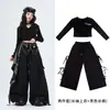 Ropa para niñas de danza jazz, tops de manga larga infantiles modernos y geniales, atuendos de actuación de street dance, ropa elegante de jazz para práctica para niños