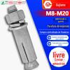 Parafuso de expansão por implosão galvanizado a quente norma nacional atacado cabeça sextavada parafuso de expansão por explosão M8/M10/M12/M16