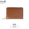 Porta-Cartões Sanfonado de Couro Bovino de Primeira Camada Anti-Roubo Rfid Porta-Cartões Feminino Porta-Cartões de Visita Masculino Carteira Pequena Multifuncional com Zíper