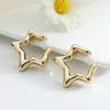 Aretes de Moda Personalizados de Goma ABS con Forma de Corazón Aretes Simples Retro con Sentido de Alta Gama Aretes Calados de Estrella de Cinco Puntas Combinan con Todo Aretes de Mujer