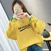 Sudadera Fina Estampada de Dibujos Animados para Mujer Primavera y Otoño Estilo Coreano Holgada Estilo Universitario Falso de Dos Piezas Pulóver para Estudiante Top de Manga Larga