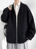 Chaqueta Cárdigan de Lana Estilo Holgazán para Hombre Ropa de Primavera y Otoño Suéter Juvenil de Alta Gama sin Capucha Cuello en V Chaqueta Americana