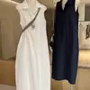 Vestido Polo Sem Manga Simples e Elegante para Mulheres, Vestido Colete Casual Soltinho de Verão com Toque Relaxado, Vestido de Cor Sólida