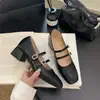Zapatos de Mujer Estilo Francés con Tacón Grueso, Diseño Mary Jane con Bloques de Color, Zapatos de Salón Suaves y Elegantes