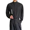 Nueva camisa larga de bambú estilo chino para hombre, chaqueta de cuello alto para primavera y otoño, camisa larga casual de alta gama
