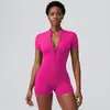 Ropa de Yoga Ajustada con Media Cremallera de Estilo Europeo y Americano Transfronteriza para Mujer, Mono de Entrenamiento Deportivo Fitness de una Pieza, Adelgazante y Levantador de Glúteos