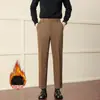 Outono Inverno 2026 Calças Grossas Masculinas Estilo Coreano Tendência Retas Largas Versáteis Casuais Calças de Terno de Lã Engrossadas