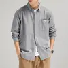 Camisa Listrada Longa Manga Longa Retro Clássica Americana Masculina Outono 2026 Nova Jaqueta Camisa Casual Britânica Estilo Outono Primavera